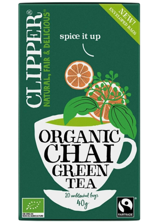 Zielona herbata Chai BIO, 20 saszetek Clipper